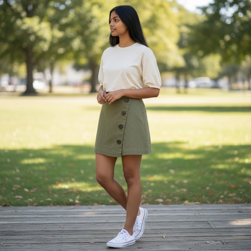 Chic Olive Button-Front Mini Skirt